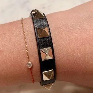 Valentino Rockstud Leather Buckle Bracelet